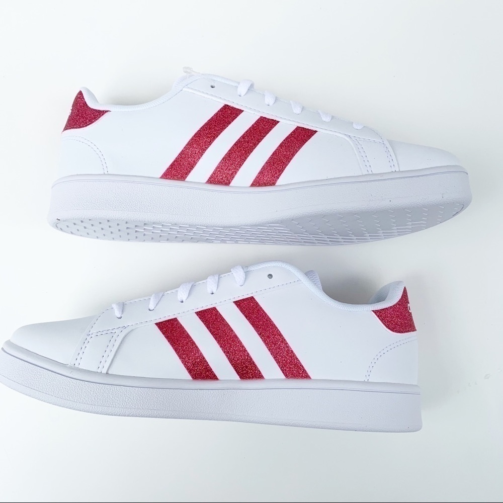 adidas GRAND COURT SHOES White/Glitter Pink - Picture 11 of 15